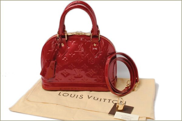 l 0217 15 6 Louis Vuitton Alma BB Vernis Shoulder Bag Red