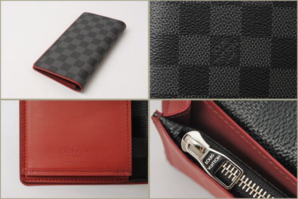 l 16 0040 2 Louis Vuitton Portefeuille Brother Damier Graphite Wallet Red