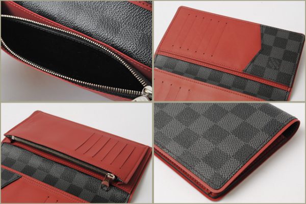 l 16 0040 3 Louis Vuitton Portefeuille Brother Damier Graphite Wallet Red