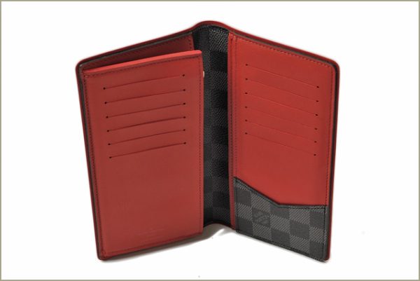 l 16 0040 4 Louis Vuitton Portefeuille Brother Damier Graphite Wallet Red