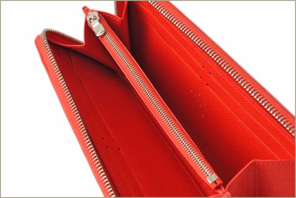 l 16 0054 3 Louis Vuitton Clemence Wallet Long Epi Coquelicot