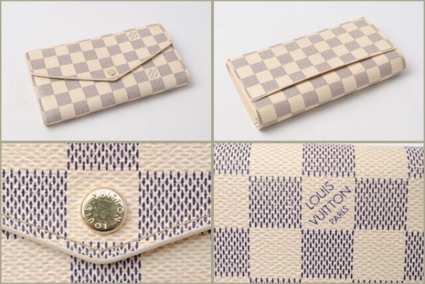 l 16 0101 2 Louis Vuitton Portefeuille Sara Wallet Damier Azur White