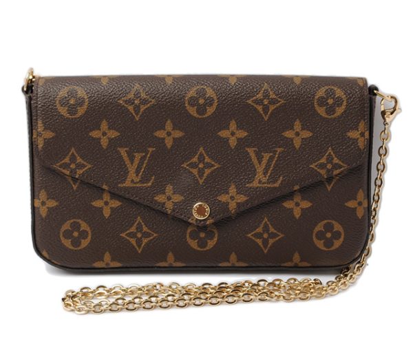 l 16 0106 1 Louis Vuitton Felice Chain Pochette Chain Wallet Brown