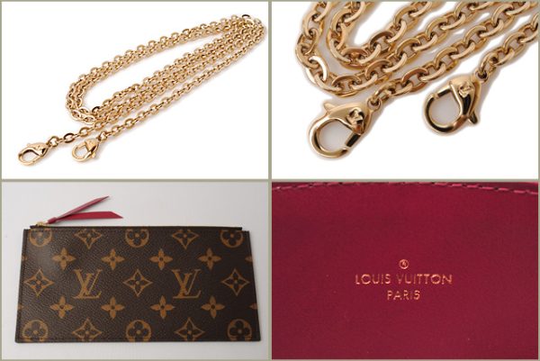 l 16 0106 4 Louis Vuitton Felice Chain Pochette Chain Wallet Brown