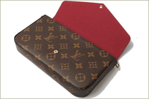 l 16 0106 5 Louis Vuitton Felice Chain Pochette Chain Wallet Brown