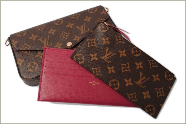 l 16 0106 6 Louis Vuitton Felice Chain Pochette Chain Wallet Brown