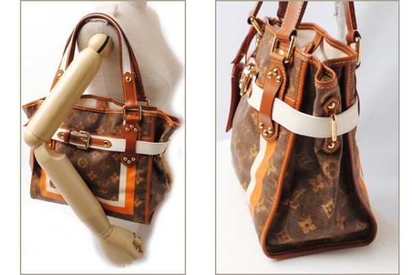 l 16 0176 2 Louis Vuitton Sac Rayeur PM Monogram Tissé Tote Bag Brown