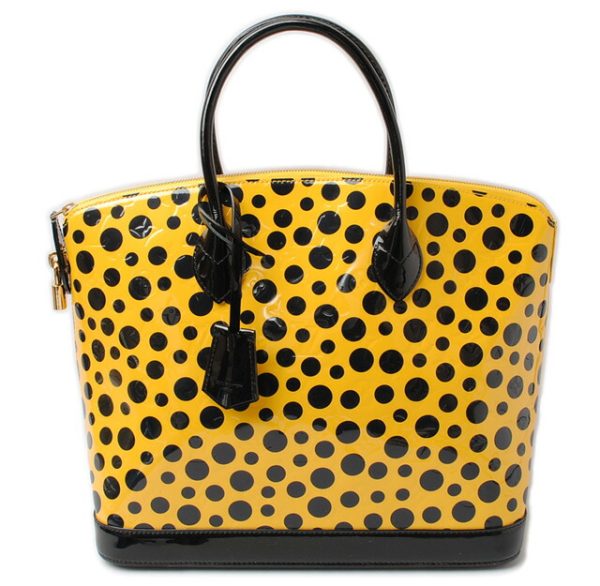 l 16 0179 1 Louis Vuitton Lockit MM Handbag Vernis Dot Infinity Yellow