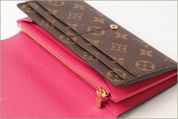 l 17 00077 2 Louis Vuitton Portefeuille Sara Monogram Long Wallet Brown