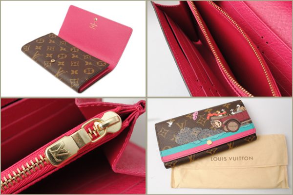 l 17 00077 5 Louis Vuitton Portefeuille Sara Monogram Long Wallet Brown