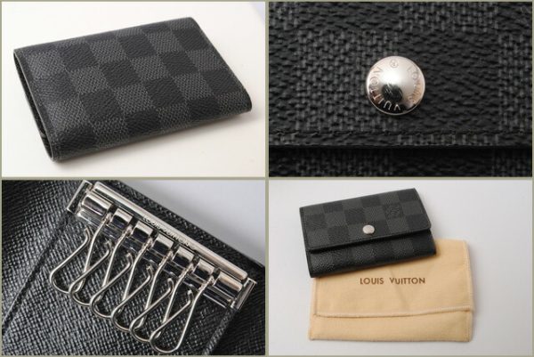 l 17 0024 4 Louis Vuitton Multicle 6 Damier Graphite Key Case Black