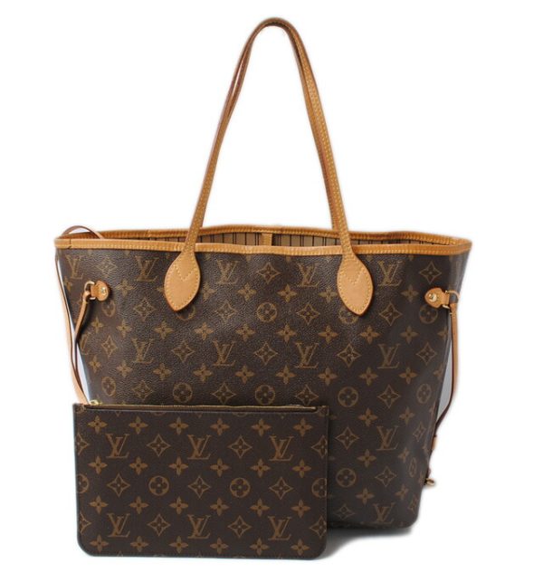 l 17 0033 1 Louis Vuitton Neverfull MM Monogram Tote Bag Brown