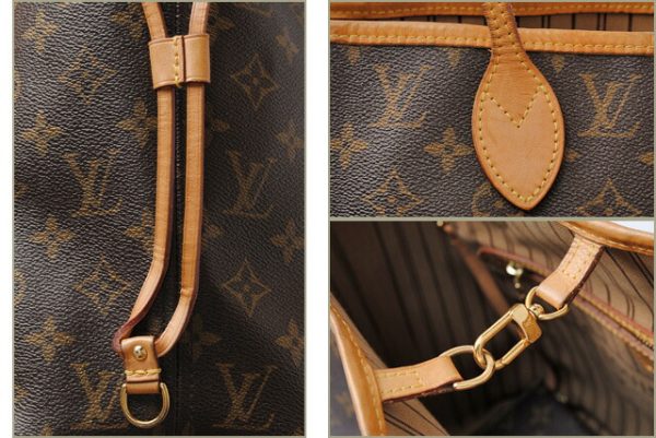 l 17 0033 4 Louis Vuitton Neverfull MM Monogram Tote Bag Brown