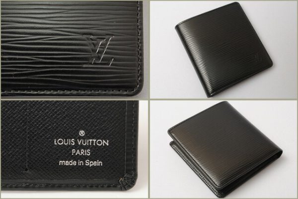 l 17 0070 4 Louis Vuitton Portobier Epi Wallet Black