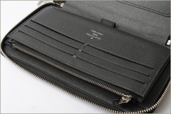 l 17 0080 6 Louis Vuitton Zippy Organizer Taiga Ardoise Long Wallet Black