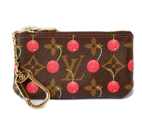 l 17 0126 1 Louis Vuitton Pochette Clé Monogram Cherry Coin Case Red