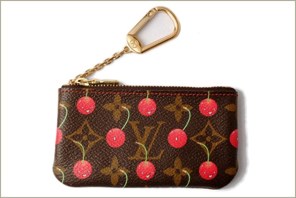 l 17 0126 2 Louis Vuitton Pochette Clé Monogram Cherry Coin Case Red