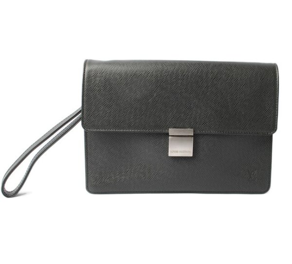 l 17 0134 1 Louis Vuitton Selenga Taiga Clutch Bag Black