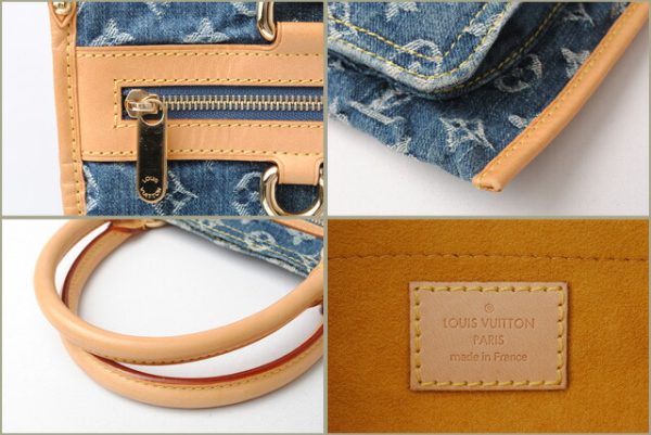 l 18 0023 6 Louis Vuitton Flat Shopper Tote Bag Monogram Denim Blue