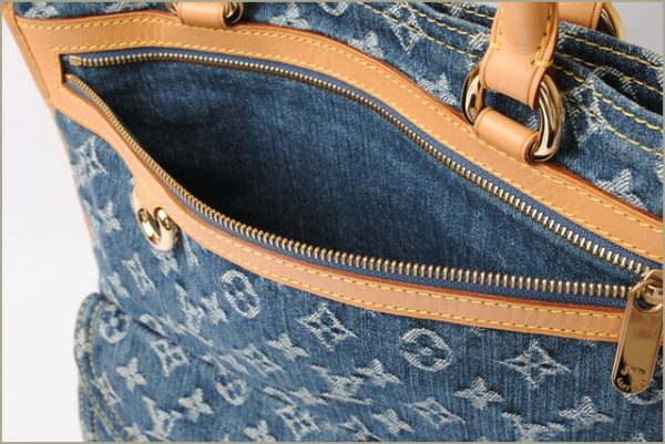 l 18 0023 9 Louis Vuitton Flat Shopper Tote Bag Monogram Denim Blue