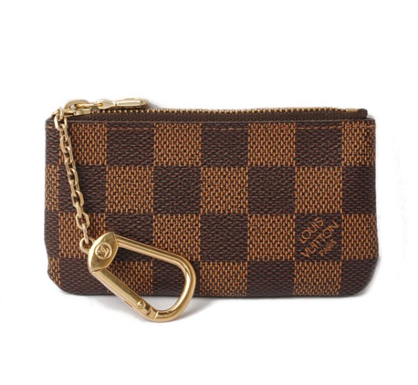 l 18 0029 1 Louis Vuitton Pochette Clé Damier Coin Case Brown