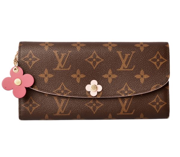 l 19 0002 1 Louis Vuitton Long Wallet Emily Monogram Flower Charm