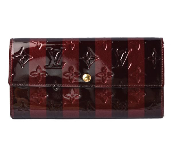 l 200830 6 1 Louis Vuitton Long Wallet Portefeuille Sala Vernis Amarante Rayeur