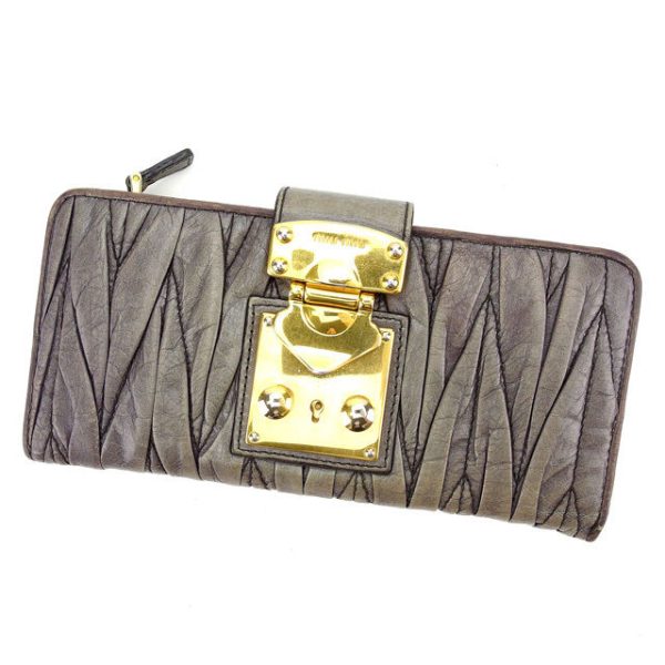 l1089 Miu Miu Long Wallet Matelasse Black Leather