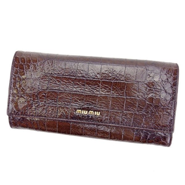 l1187 Miu Miu Long Wallet Brown Crocodile l1187