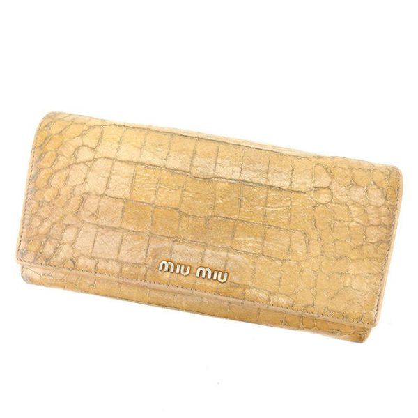 l1338 Miu Miu Long Wallet Crocodile Beige Pink L1338S