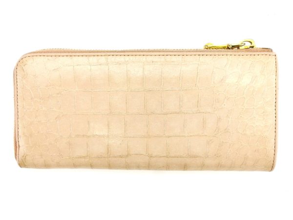 l1794 1 Miu Miu long wallet L shaped crocodile pink beige L1794