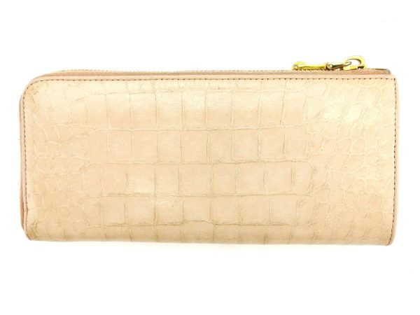 l1794 1 Miu Miu long wallet L shaped pink beige crocodile style