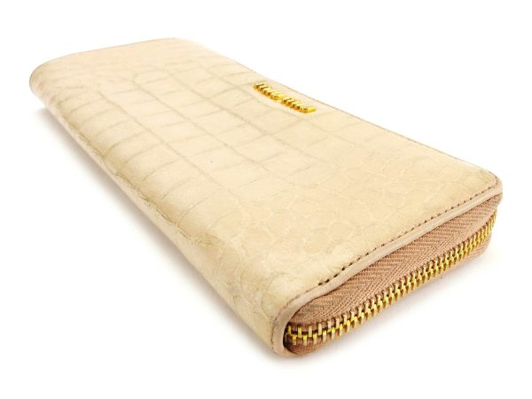 l1794 2 Miu Miu long wallet L shaped pink beige crocodile style