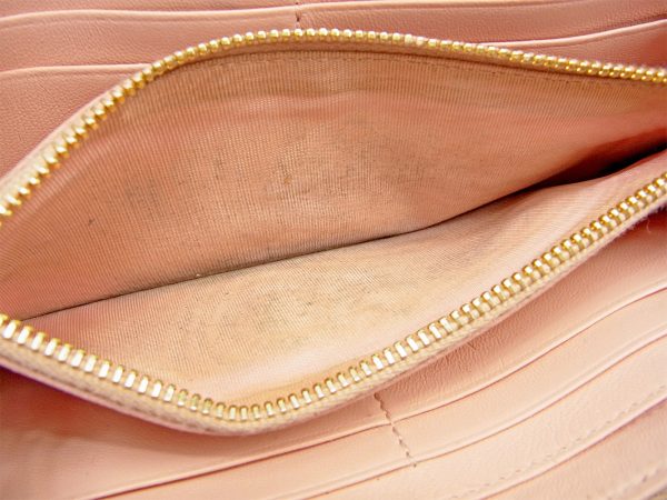 l1832 4 Miu Miu long wallet L shaped pink enamel ribbon motif l1832