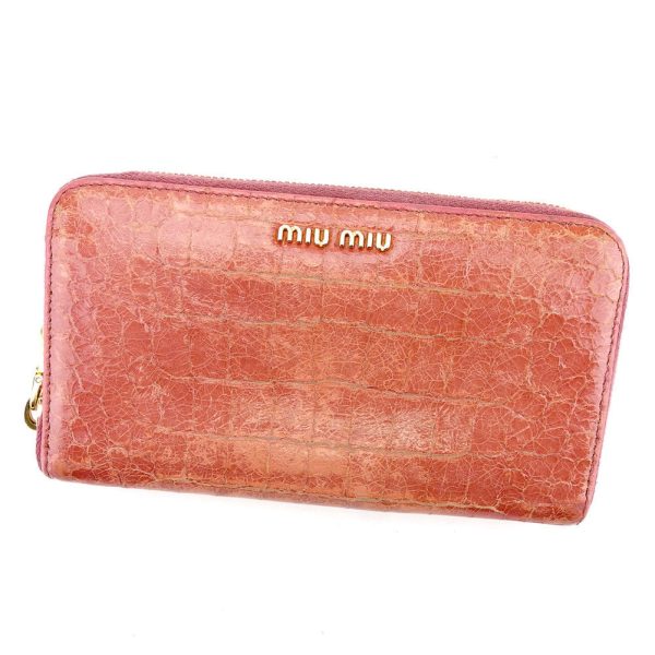 l2042 Miu Miu Long Wallet Crocodile Pink L2042S