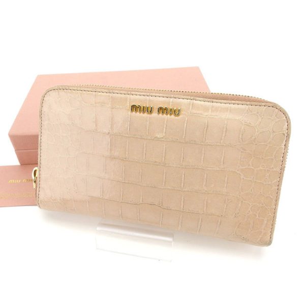 l633 Miu Miu long wallet pink beige