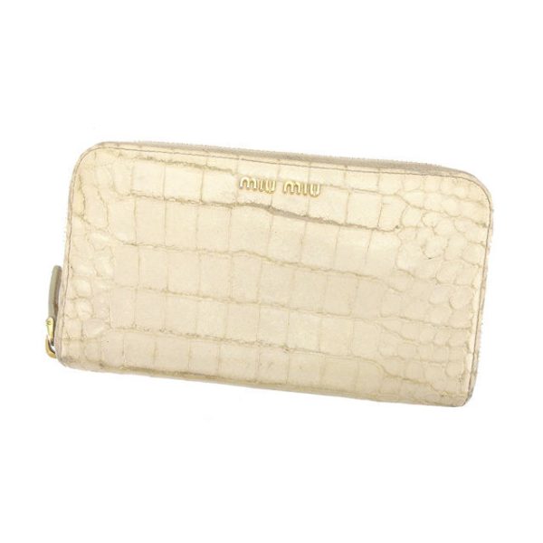 l748 Miu Miu long Wallet crocodile beige