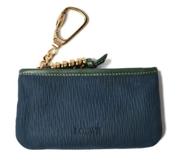 lo 19 0527 1 Loewe Key Case Coin Case Nubuck Blue Green