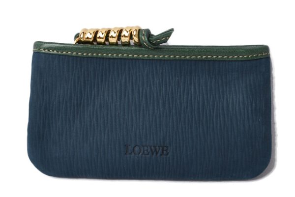 lo 19 0527 5 Loewe Key Case Coin Case Nubuck Blue Green