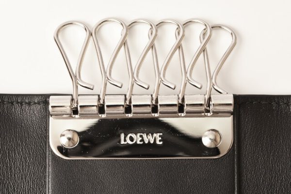 lo 19 m2904 3 Loewe Key Case 6 Rows Calf Linen Black