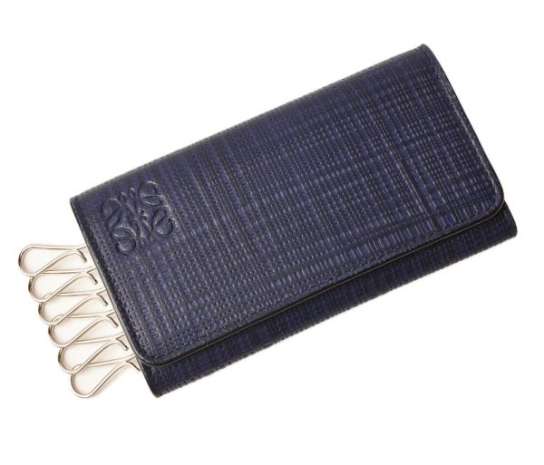 lo 19 m2920 1 LOEWE Key Case 6 Rows Calf Linen Blue