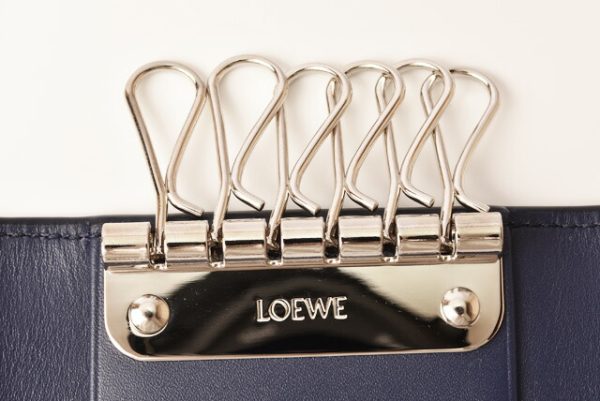 lo 19 m2920 5 LOEWE Key Case 6 Rows Calf Linen Blue