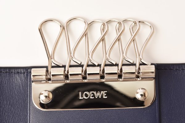 lo 19 m2920 5 Loewe Key Case 6 Rows Calf Linen Blue Blue