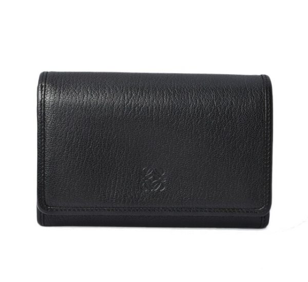 lo 20 005 1 Loewe Amazona Folding Wallet Goatskin Black Pink