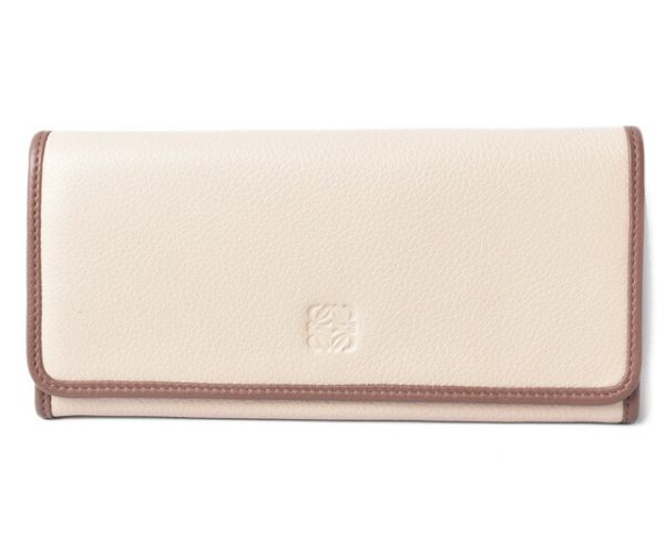 lo 201008 10 1 Loewe Long Wallet Amazona Goatskin Beige Brown