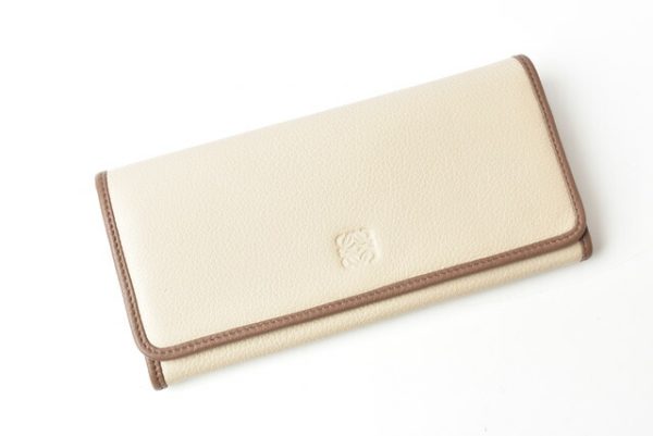 lo 201008 10 2 Loewe Long Wallet Amazona Goatskin Beige Brown