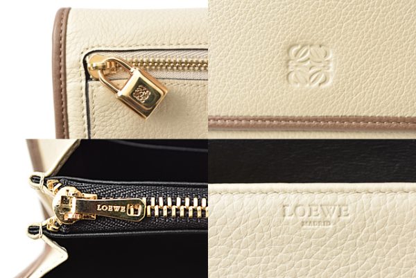 lo 201008 10 7 Loewe Amazona Long Wallet Goatskin Beige Brown