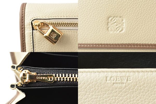 lo 201008 10 7 Loewe Long Wallet Amazona Goatskin Beige Brown