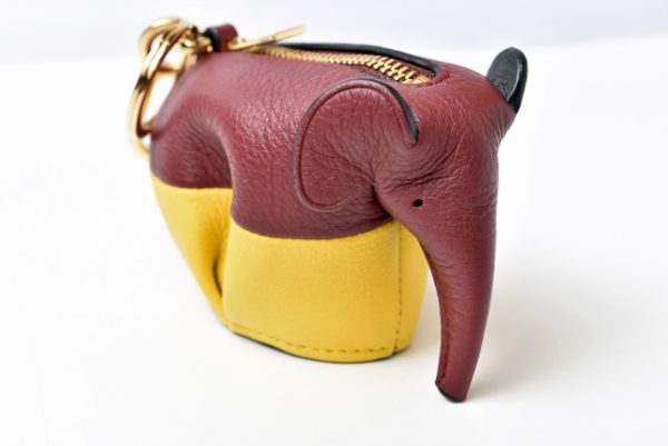 lo 201028 142 1 4 Loewe Coin Case Elephant Charm Wine Yellow