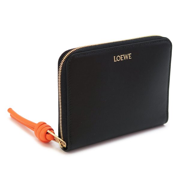 loewewallet LOEWE Folding Wallet Knot Zip Wallet BifBicolor Black